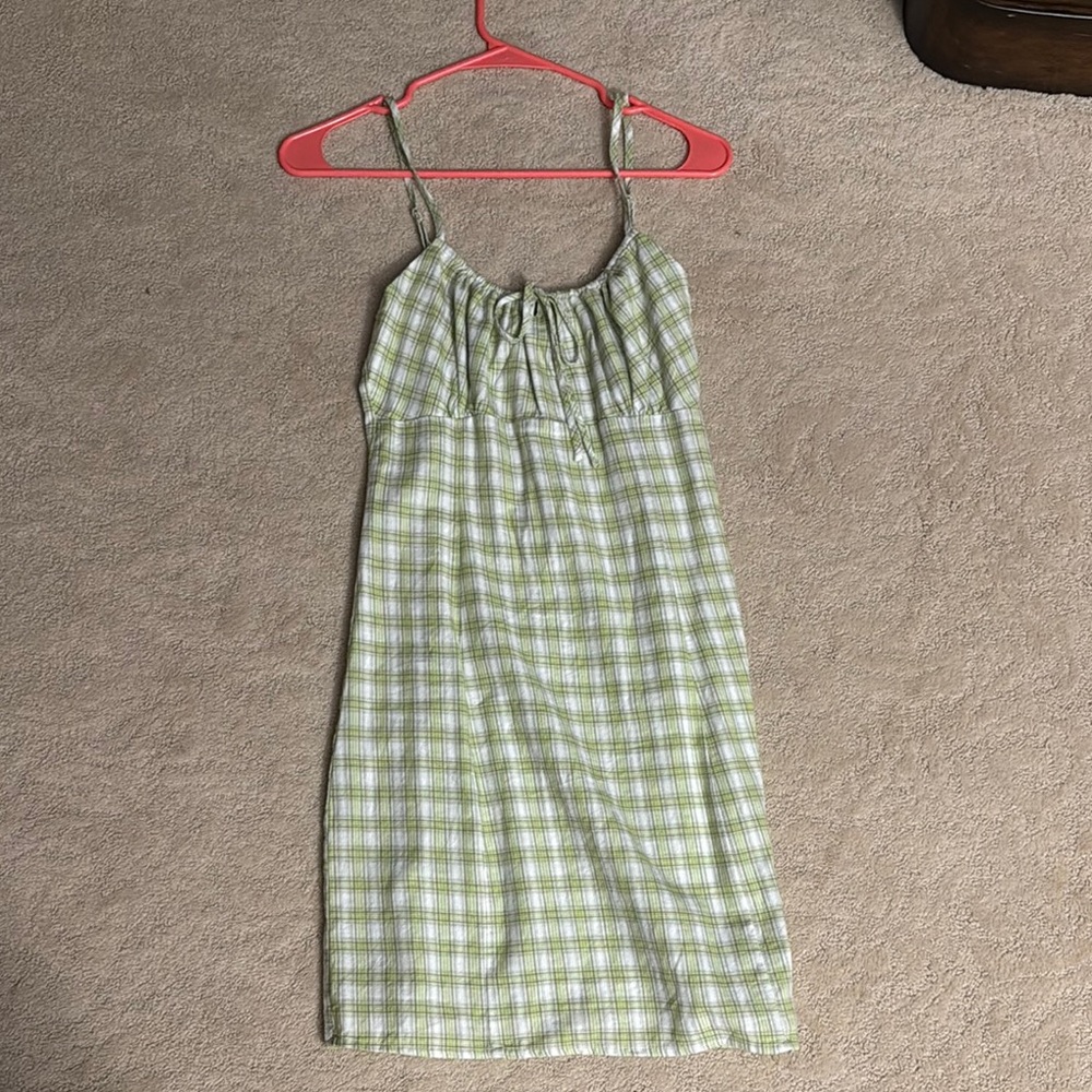 NWT Brandy Melville Green and White Plaid Dress